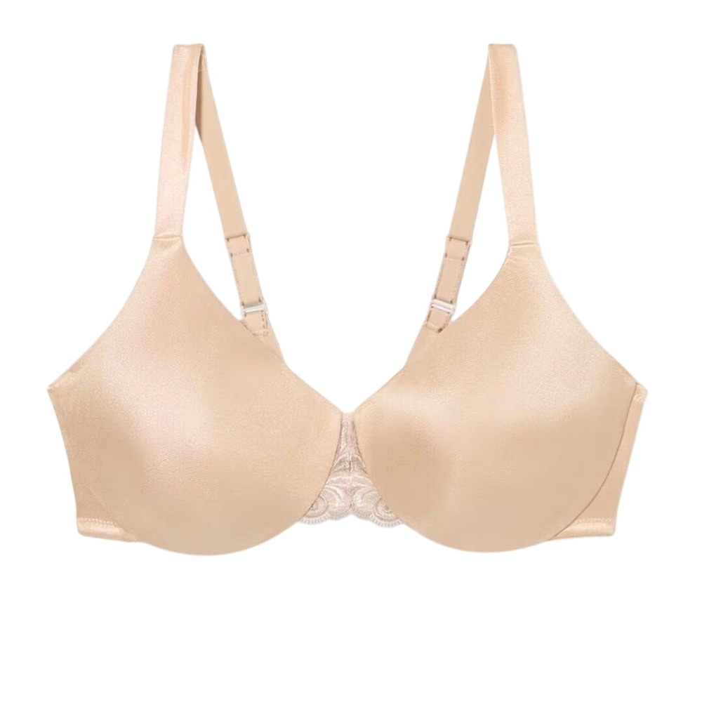 Soma Sensuous Sides Minimizer Bra 38D Pale Sand Tan Nude, Lace NWT